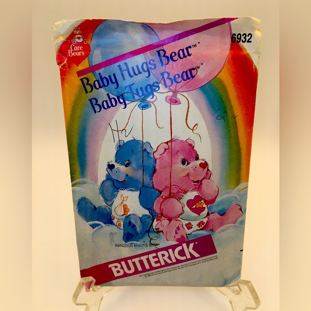 Vintage BUTTERICK Craft Sewing Pattern - #6932 'Baby Hugs & Tugs Care Bears'